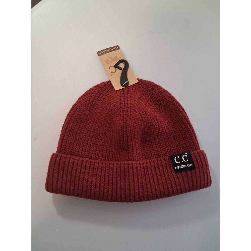 New C.C Unisex Plain Cuff Skull Cap Winter Soft Knit Ribbed CC Beanie Hat LOGO